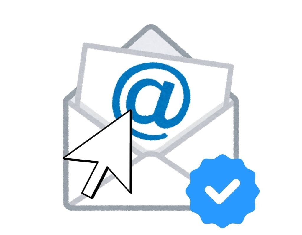 Graphic design of email verification with blue check mark