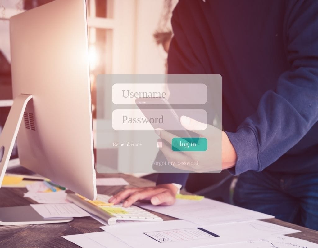 Person changing password on a computer screen