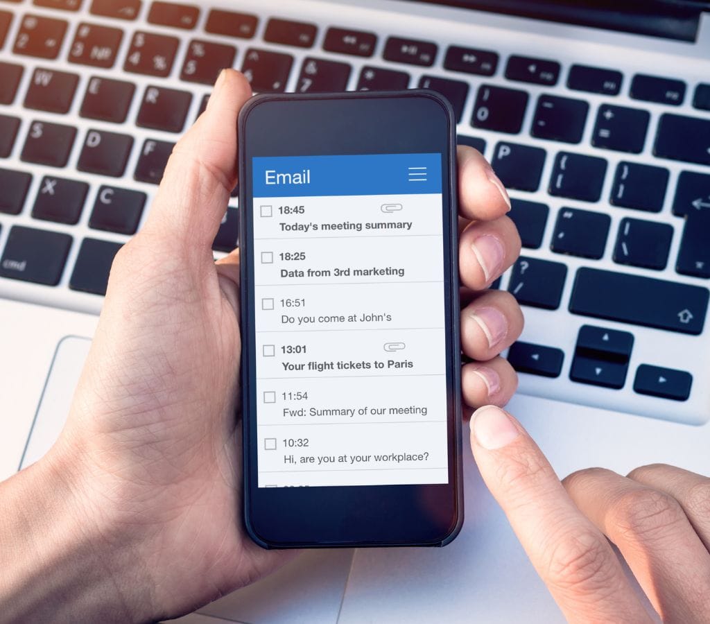 reading emails on smartphone