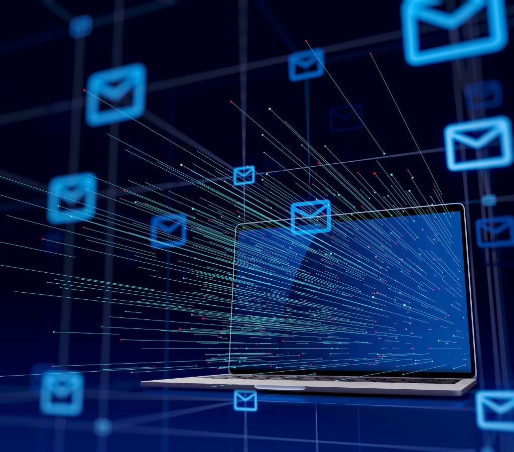 sending email and cybersecurity digital concept