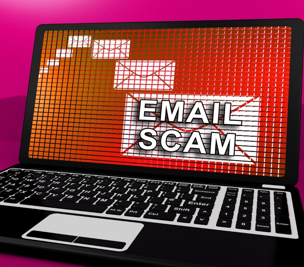 email scams on laptop