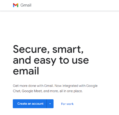 create a gmail account page