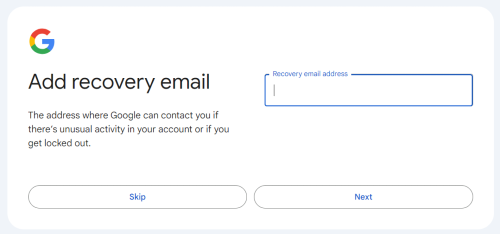 add recovery email page