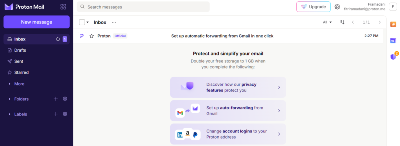 protonmail dashboard page