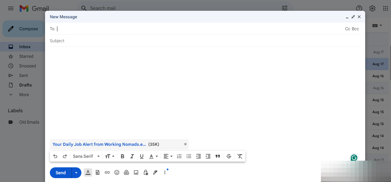 compose new email window in gmail