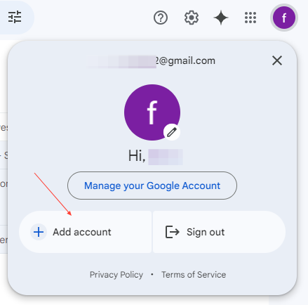 click profile picture in gmail to add second account