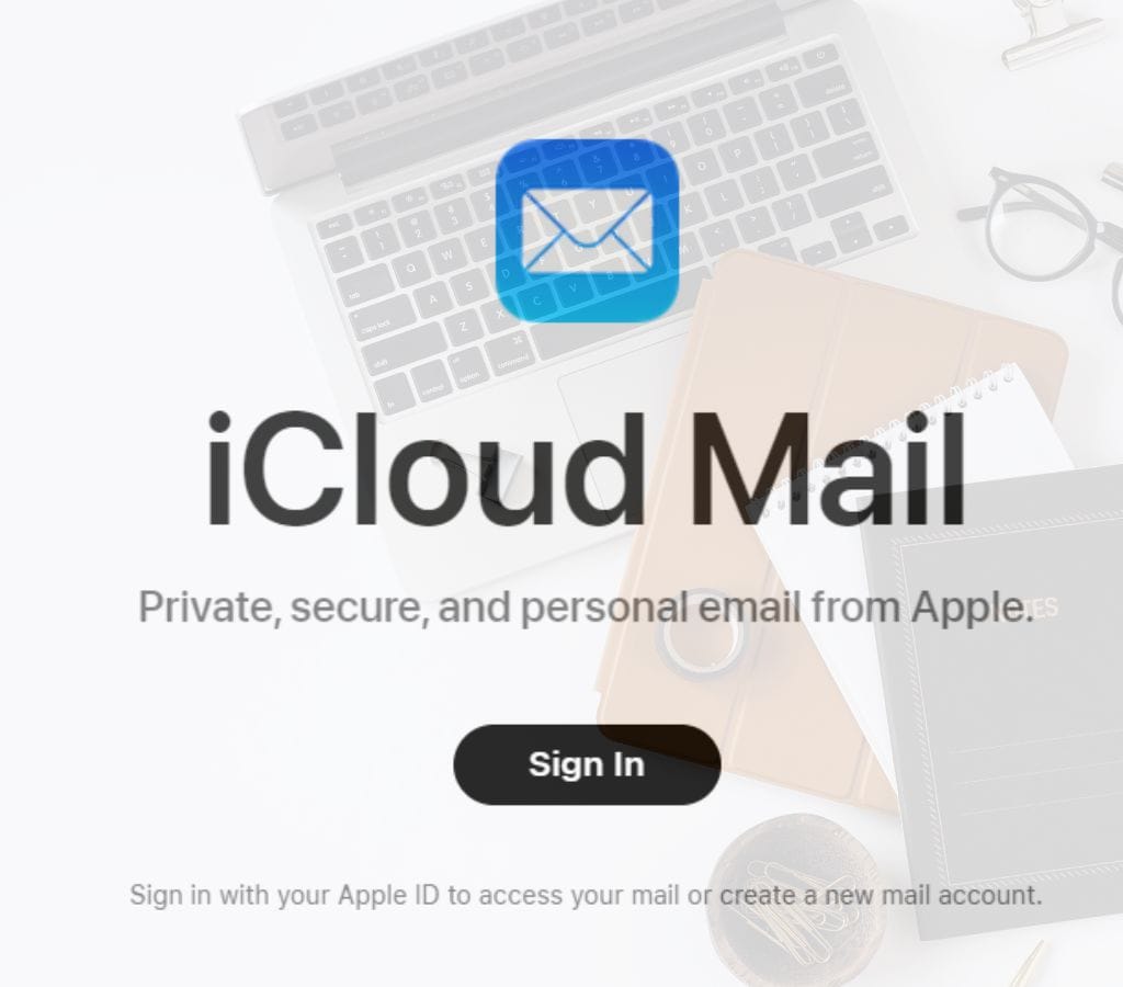 iCloud Email interface on web