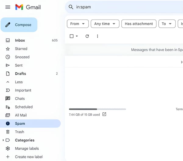 gmail spam page